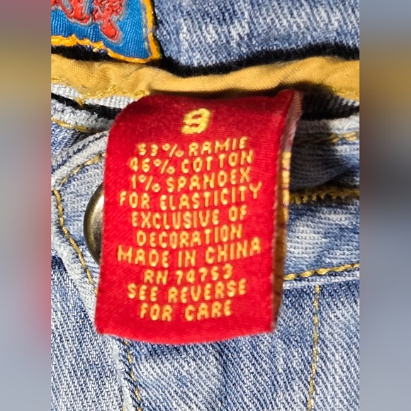 Vintage Y2K LTB Floral Eclectic Boho Embroidered Low Rise Flare Leg Jeans, Sz 9 - Picture 6 of 6